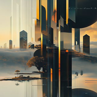 Thicket Mythocollage style, Midjourney V6.1: megacity with futuristic bioarchitecture