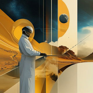 Thicket Mythocollage style, Midjourney V6.1: editorial illustration for popular scientific magazine cover