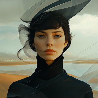 Thicket Mythocollage style, Midjourney V6.1: photographic portrait of female protagonist