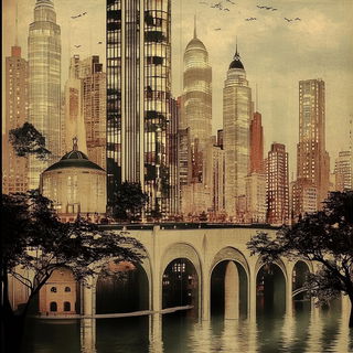 Lanterncut Cinema style, Midjourney V6.1: megacity with futuristic bioarchitecture