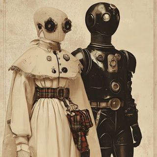 Lanterncut Cinema style, Midjourney V6.1: concept art character design of retropunk steam knight