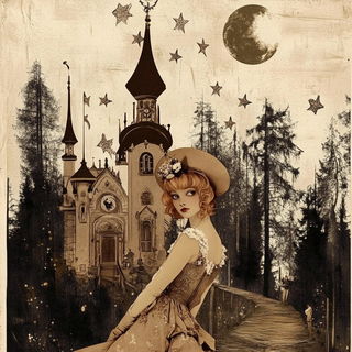 Lanterncut Cinema style, Midjourney V6.1: retro fairy-tale illustration
