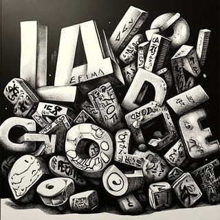 Mountainflora Chromoxylography style, Midjourney V6.1: typographic composition with large letters