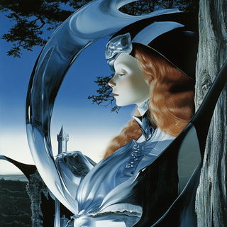 Pagoda Billboard Atelier style, Midjourney V6.1: retro fairy-tale illustration