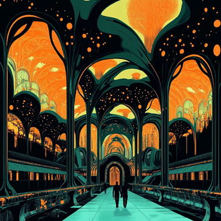 Suncoil Wash style, Midjourney V6.1: megacity with futuristic bioarchitecture