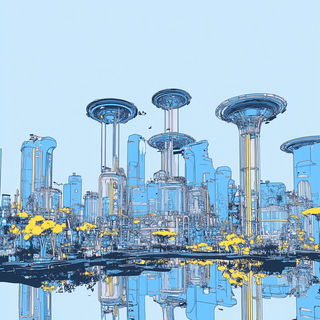 Flamehydrographica style, Midjourney V6.1: megacity with futuristic bioarchitecture