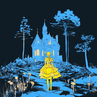 Flamehydrographica style, Midjourney V6.1: retro fairy-tale illustration