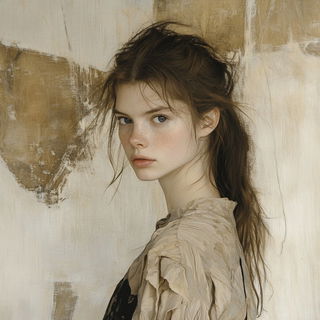 Crosstint style, Midjourney V6.1: photographic portrait of female protagonist