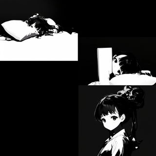 Gale Noir Manga style, Midjourney V6.1: black-and-white manga comic strip
