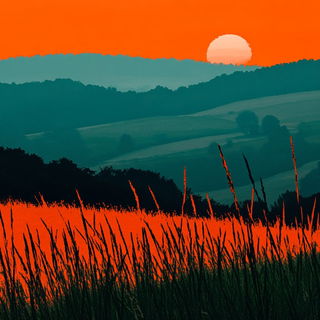 Blazonframe style, Midjourney V6.1: realistic landscape photograph of quiet dawn