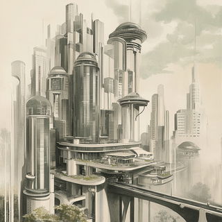Tessellore style, Midjourney V6.1: megacity with futuristic bioarchitecture