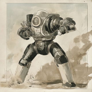 Tessellore style, Midjourney V6.1: concept art character design of retropunk steam knight