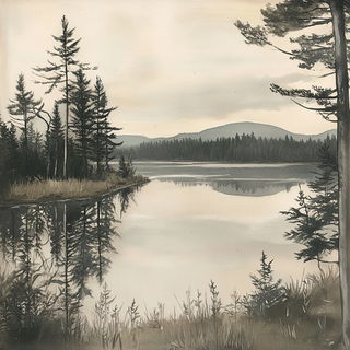Tessellore style, Midjourney V6.1: realistic landscape photograph of quiet dawn