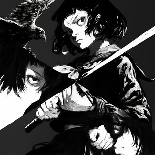 Inkhide style, Midjourney V6.1: black-and-white manga comic strip