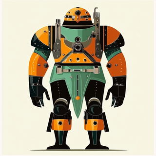 Mosswater Tiger Survey style, Midjourney V6.1: concept art character design of retropunk steam knight