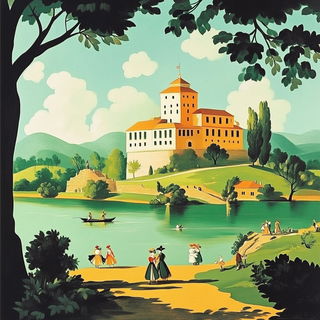 Mosswater Tiger Survey style, Midjourney V6.1: classical 18th-century oil painting