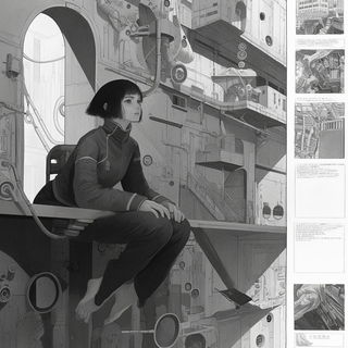 Turbulent Winter Expressionism style, Midjourney V6.1: black-and-white manga comic strip