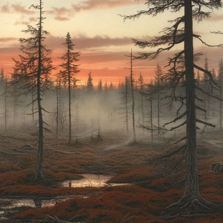Turbulent Winter Expressionism style, Midjourney V6.1: realistic landscape photograph of quiet dawn