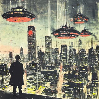 Kakemono Drift style, Midjourney V6.1: megacity with futuristic bioarchitecture