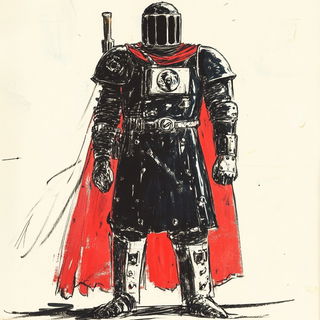 Kakemono Drift style, Midjourney V6.1: concept art character design of retropunk steam knight