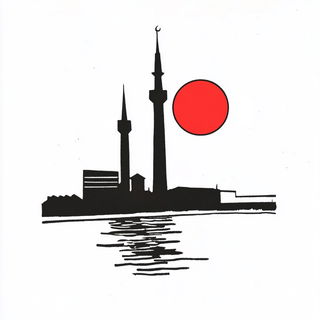 Kakemono Drift style, Midjourney V6.1: bold minimalist logo design for Istanbul city municipal services