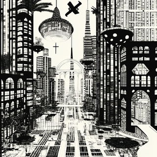 Ornamenterrestrial style, Midjourney V6.1: megacity with futuristic bioarchitecture