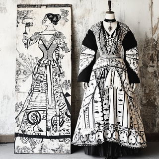 Ornamenterrestrial style, Midjourney V6.1: haute-couture fashion outfit