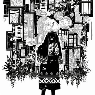 Ornamenterrestrial style, Midjourney V6.1: black-and-white manga comic strip