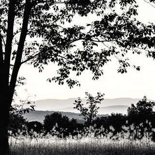 Ornamenterrestrial style, Midjourney V6.1: realistic landscape photograph of quiet dawn