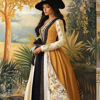 Enamelstorm style, Midjourney V6.1: haute-couture fashion outfit