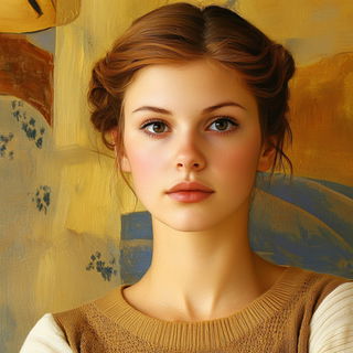 Enamelstorm style, Midjourney V6.1: photographic portrait of female protagonist