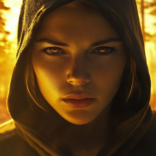 Brinewick Storyhouse style, Midjourney V6.1: photographic portrait of female protagonist