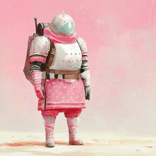 Vapor Monolith style, Midjourney V6.1: concept art character design of retropunk steam knight
