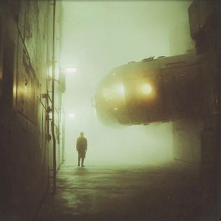 Calligrafprint style, Midjourney V6.1: cinematic shot from sci-fi movie