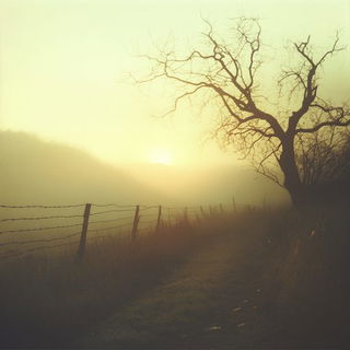 Calligrafprint style, Midjourney V6.1: realistic landscape photograph of quiet dawn