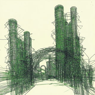 Sage Ruin Collage style, Midjourney V6.1: megacity with futuristic bioarchitecture