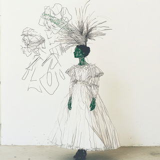 Sage Ruin Collage style, Midjourney V6.1: haute-couture fashion outfit