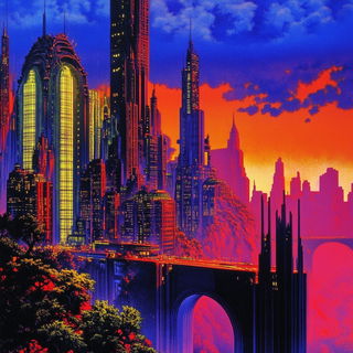 Chromastop Motionworks style, Midjourney V6.1: megacity with futuristic bioarchitecture