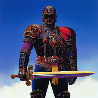Chromastop Motionworks style, Midjourney V6.1: concept art character design of retropunk steam knight