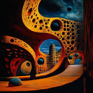 Crimson Anvil Valleys style, Midjourney V6.1: abstract 3D render