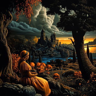 Crimson Anvil Valleys style, Midjourney V6.1: retro fairy-tale illustration