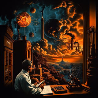 Crimson Anvil Valleys style, Midjourney V6.1: editorial illustration for popular scientific magazine cover