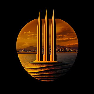 Crimson Anvil Valleys style, Midjourney V6.1: bold minimalist logo design for Istanbul city municipal services