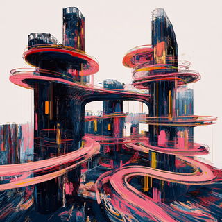 River of Many Sightlines style, Midjourney V6.1: megacity with futuristic bioarchitecture