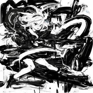 River of Many Sightlines style, Midjourney V6.1: black-and-white manga comic strip