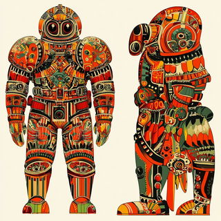 Ink Balloon style, Midjourney V6.1: concept art character design of retropunk steam knight