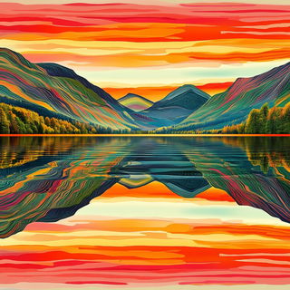 Ink Balloon style, Midjourney V6.1: realistic landscape photograph of quiet dawn