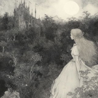 Ochre Wake style, Midjourney V6.1: retro fairy-tale illustration