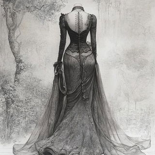Ochre Wake style, Midjourney V6.1: haute-couture fashion outfit