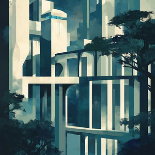 Gloombugue style, Midjourney V6.1: megacity with futuristic bioarchitecture